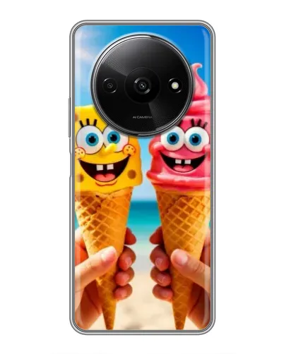 Чехол для Xiaomi Redmi A3 с картинкой «Спанч Боб мороженое»