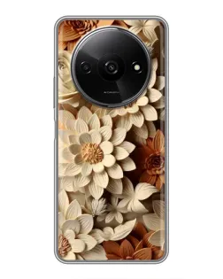 Чехол для Xiaomi Redmi A3 с картинкой «Бежевый флористический декор»
