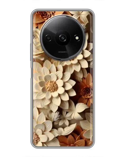 Чехол для Xiaomi Redmi A3 с картинкой «Бежевый флористический декор»