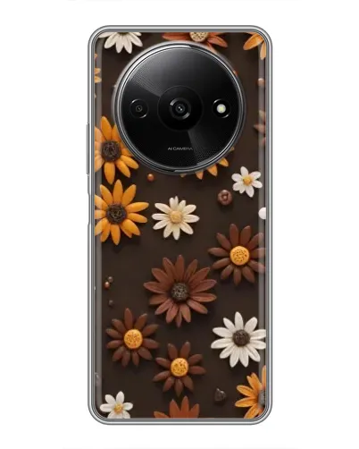 Чехол для Xiaomi Redmi A3 с картинкой «Узор из маленьких подсолнухов»