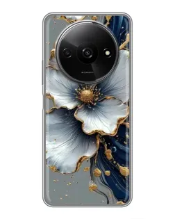 Чехол для Xiaomi Redmi A3 с картинкой «Белый цветок и золотой флюид»