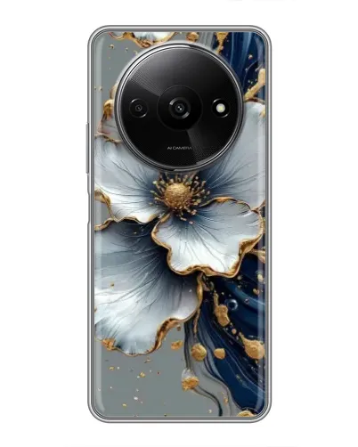 Чехол для Xiaomi Redmi A3 с картинкой «Белый цветок и золотой флюид»