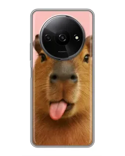 Чехол для Xiaomi Redmi A3 с картинкой «Капибара с языком»