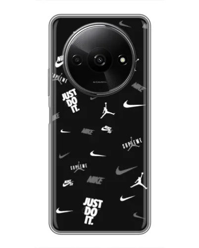 Чехол для Xiaomi Redmi A3x с картинкой «Nike Black Pattern»