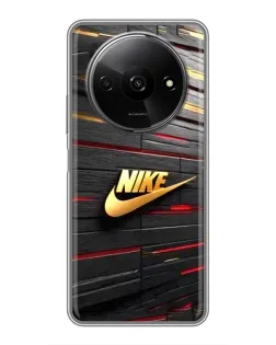 Чехол для Xiaomi Redmi A3x с картинкой «Золотой Nike на металле»