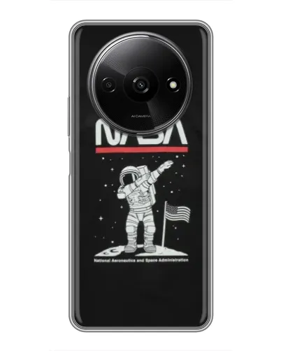 Чехол для Xiaomi Redmi A3x с картинкой «NASA — шагаем по Луне»