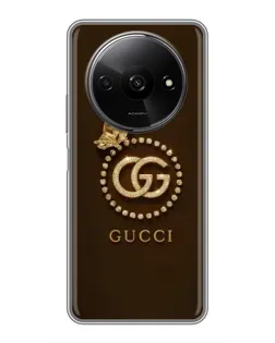 Чехол для Xiaomi Redmi A3x с картинкой «Gucci — золотая бабочка»