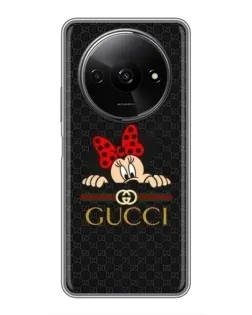 Чехол для Xiaomi Redmi A3x с картинкой «Минни Маус Gucci — черный»