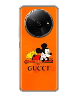 Чехол для Xiaomi Redmi A3x с картинкой «Микки Маус Gucci — оранж»