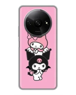 Чехол для Xiaomi Redmi A3x с картинкой «Трио My Melody и Kuromi»