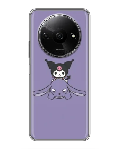 Чехол для Xiaomi Redmi A3x с картинкой «Kuromi на лиловом фоне»