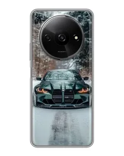 Чехол для Xiaomi Redmi A3x с картинкой «BMW в зимнем лесу»