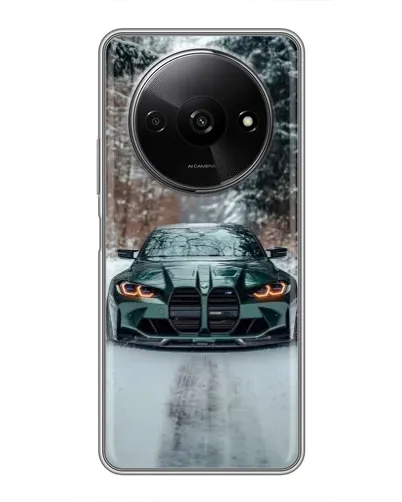Чехол для Xiaomi Redmi A3x с картинкой «BMW в зимнем лесу»