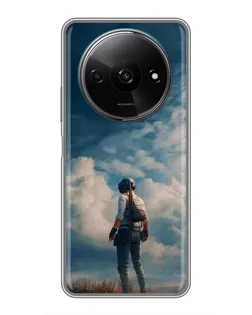 Чехол для Xiaomi Redmi A3x с картинкой «Герой PUBG на скале»