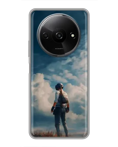 Чехол для Xiaomi Redmi A3x с картинкой «Герой PUBG на скале»
