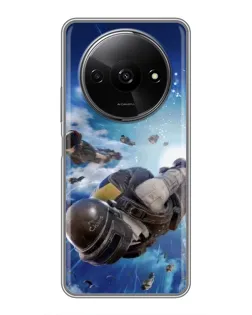 Чехол для Xiaomi Redmi A3x с картинкой «Десант PUBG — прыжок»