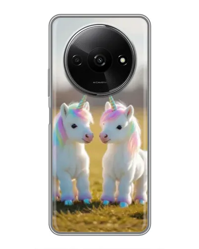 Чехол для Xiaomi Redmi A3x с картинкой «Пара единорогов»