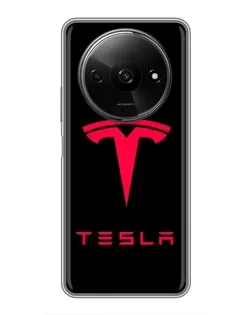 Чехол для Xiaomi Redmi A3x с картинкой «Tesla Red Logo»