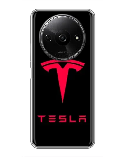Чехол для Xiaomi Redmi A3x с картинкой «Tesla Red Logo»