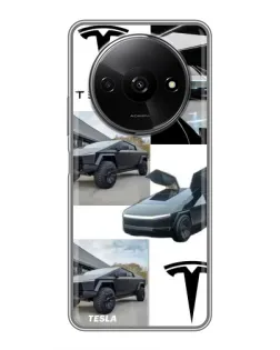 Чехол для Xiaomi Redmi A3x с картинкой «Коллаж Cybertruck Tesla»
