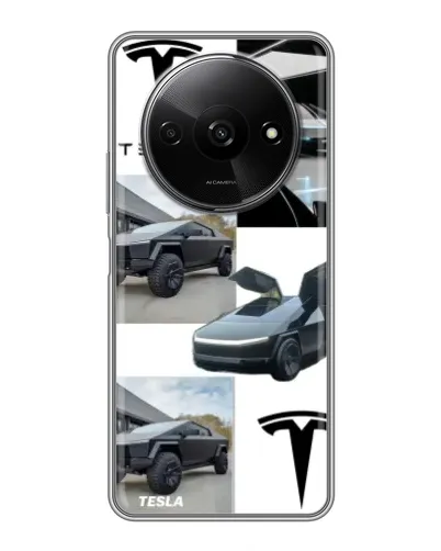 Чехол для Xiaomi Redmi A3x с картинкой «Коллаж Cybertruck Tesla»