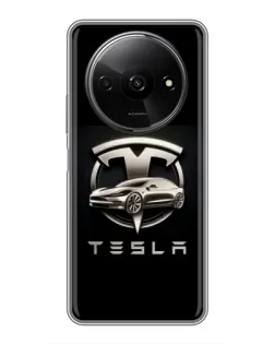 Чехол для Xiaomi Redmi A3x с картинкой «Tesla — серебристое авто»