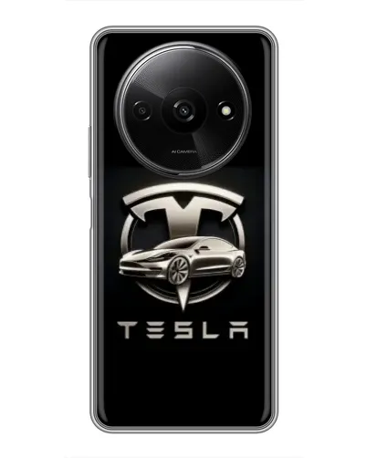 Чехол для Xiaomi Redmi A3x с картинкой «Tesla — серебристое авто»