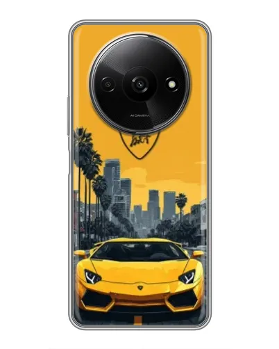 Чехол для Xiaomi Redmi A3x с картинкой «Желтый Lamborghini город»