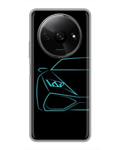 Чехол для Xiaomi Redmi A3x с картинкой «Голубой силуэт Lamborghini»