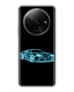 Чехол для Xiaomi Redmi A3x с картинкой «Неоновый контур Lamborghini»