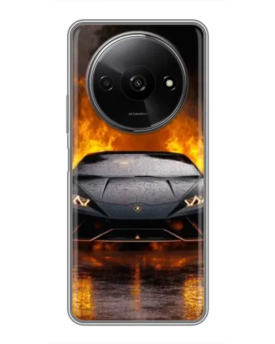 Чехол для Xiaomi Redmi A3x с картинкой «Lamborghini в огне»