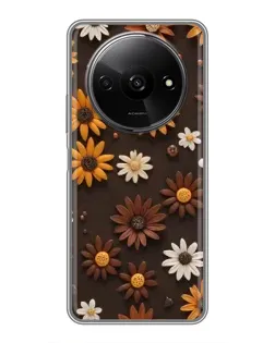 Чехол для Xiaomi Redmi A3x с картинкой «Узор из маленьких подсолнухов»
