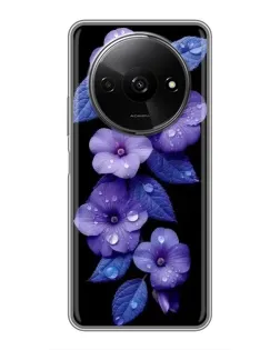 Чехол для Xiaomi Redmi A3x с картинкой «Фиолетовые цветы с росою»