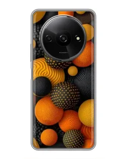 Чехол для Xiaomi Redmi A3x с картинкой «Объемные оранжевые сферы»