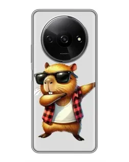 Чехол для Xiaomi Redmi A3x с картинкой «Капибара рэпер даб»