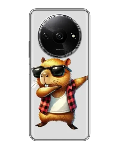 Чехол для Xiaomi Redmi A3x с картинкой «Капибара рэпер даб»