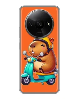 Чехол для Xiaomi Redmi A3x с картинкой «Капибара на скутере»