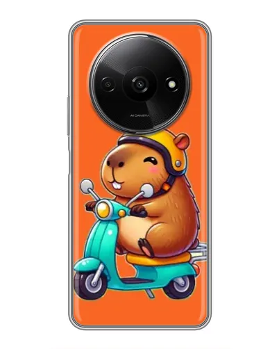 Чехол для Xiaomi Redmi A3x с картинкой «Капибара на скутере»