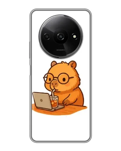 Чехол для Xiaomi Redmi A3x с картинкой «Капибара с ноутбуком»