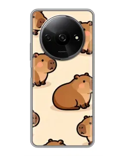 Чехол для Xiaomi Redmi A3x с картинкой «Паттерн милых капибар»