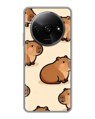 Чехол для Xiaomi Redmi A3x с картинкой «Паттерн милых капибар»