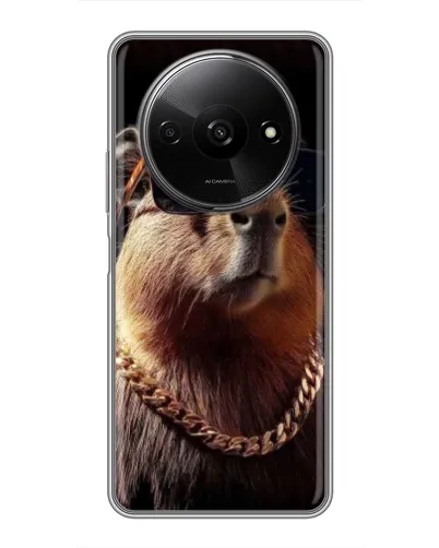 Чехол для Xiaomi Redmi A3x с картинкой «Капибара золотая цепь»
