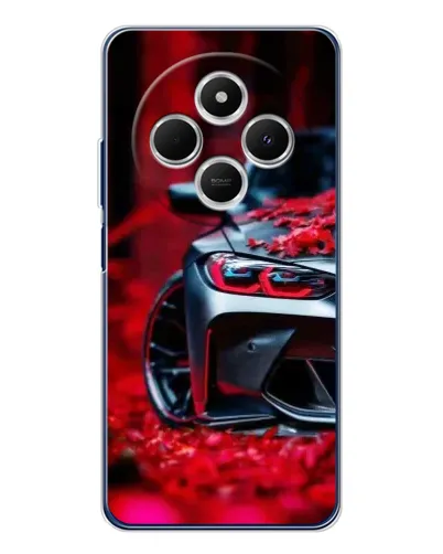 Чехол для Xiaomi Redmi A4 5G с картинкой «Спортивная BMW и цветы»