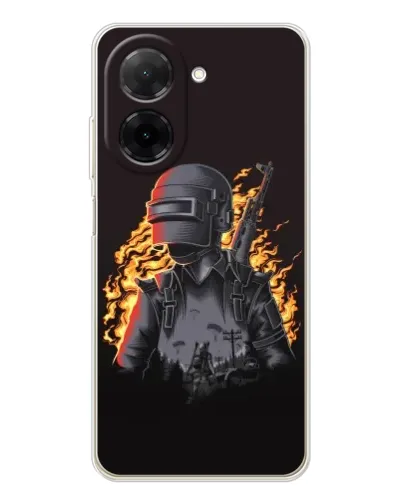 Чехол для Xiaomi Redmi A5 (EU) с картинкой «PUBG — огненный силуэт»