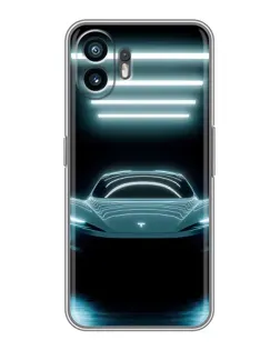 Чехол для Xiaomi Redmi A7 с картинкой «Tesla в неоне»