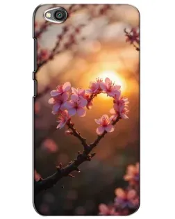 Чехол для Xiaomi Redmi Go с картинкой «Розовый цвет сердце на фоне заката»