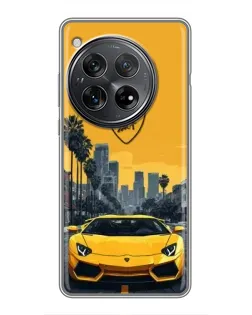 Чехол для Xiaomi Redmi K80 Pro с картинкой «Желтый Lamborghini город»