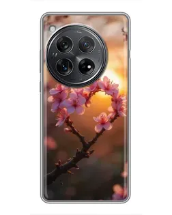 Чехол для Xiaomi Redmi K80 Pro с картинкой «Розовый цвет сердце на фоне заката»