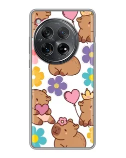 Чехол для Xiaomi Redmi K80 Pro с картинкой «Цветочный паттерн капибар»