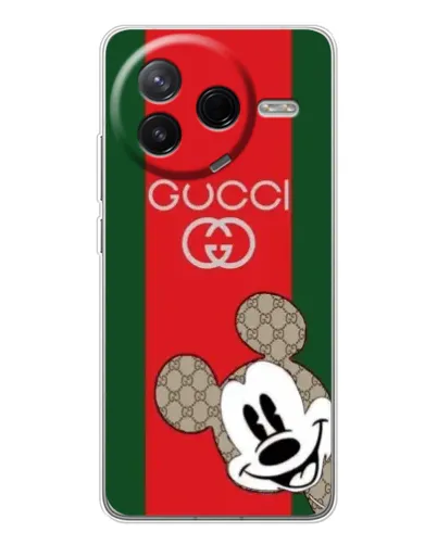 Чехол для Xiaomi Redmi K80 Ultra с картинкой «Gucci — полосы и Микки»